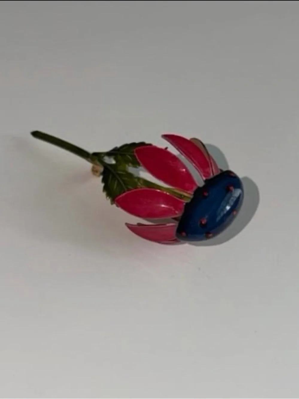 Vintage “Original by Robert” 1960’s Blue and Reddish Purple Enamel Flower Pin